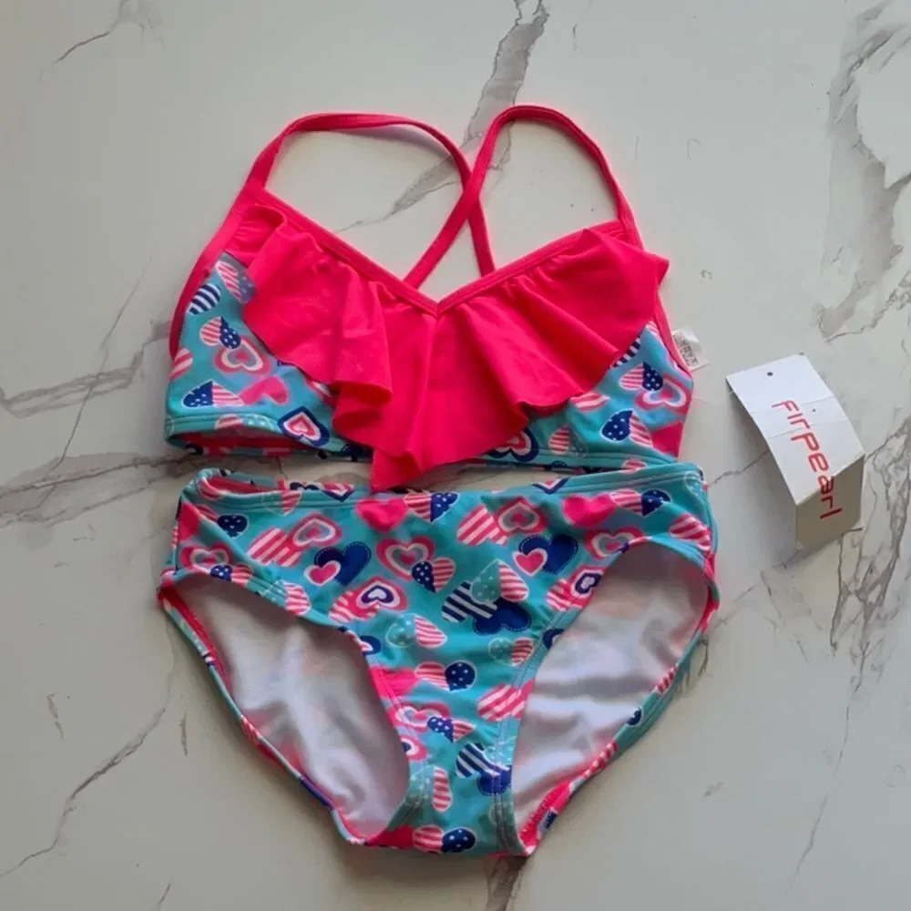 Take 50% OFF- Firpearl Baby Girl 2piece Swimwear, Size-M(7-8)